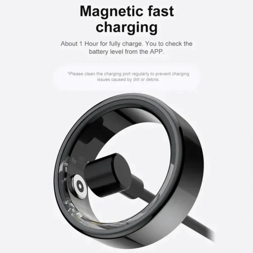 Black Smart Ring with Sleep Monitoring and NFC